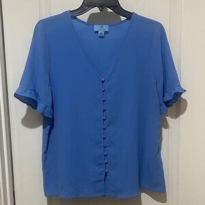 Cato Blue Button-Down Blouse